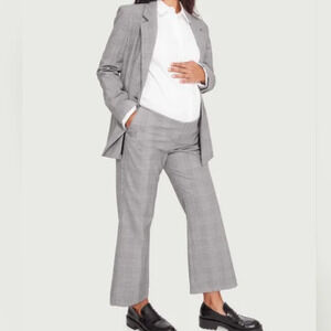 HATCH Maternity The Wide Leg Suit Pant Black White Plaid Glen size 2 $258